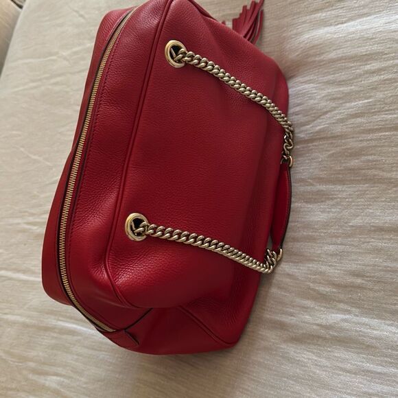 Gucci Red Leather Soho Bowler Chain Shoulder Bag - Picture 8 of 16